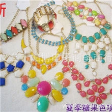 外贸原单夏季热销欧美风糖果色项链按斤混批外贸饰品低价批发