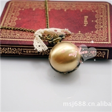 批价复古怀表项链光滑面球形小号宫廷韩版毛衣链表欧美长项链