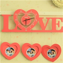 LOVE田园照片挂钟/简约时尚创意个性客厅钟表天方达