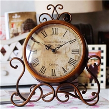 源正欧式仿古座钟批发手工艺铁艺复古台式钟创意时尚静音挂钟表