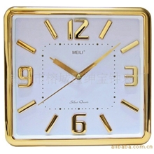 小额批发MEILI牌静音扫秒凸字方形挂钟墙钟可定制logo