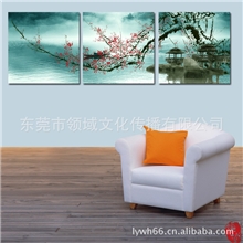 批发供应冰雪寒梅客厅无框画三拼花卉装饰画卧室抽象挂画壁画