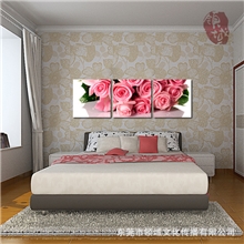 时尚无框画三联装饰画客厅饭厅卧室沙发装饰壁画花卉背景挂画