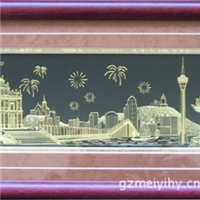 风景名胜纪念品纯手工打造金雕金雕画