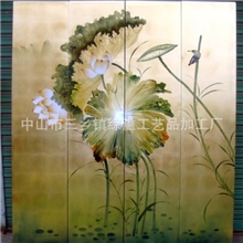 漆画屏风金箔荷花屏风折叠屏风家居屏风书房屏风办公室屏风