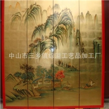山水画漆画屏风活动屏风家装屏风酒店餐厅会议室隔断古典屏风