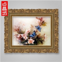 蓝色蝴蝶钻石水晶画花卉钻石画厂家加盟招商