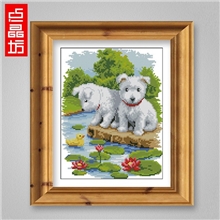 两只小狗DIY钻石画批发动物钻石画厂家加盟招商