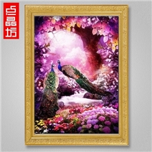 守望爱情-孔雀DIY钻石画批发动物钻石画厂家加盟招商