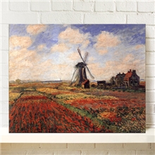 肌理印刷帆布无框装饰画莫奈印象派花圃欧式现代卧室客厅风景油画