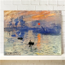 肌理打印帆布无框装饰画莫奈日出印象客厅卧室风景油画
