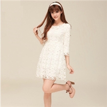 女装2013春装新款白色蕾丝连衣裙韩版修身雪纺打底裙子中群批发