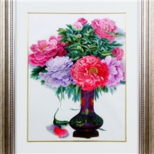 推拉式配电箱气压式有框画遮电箱实木装饰画富贵牡丹