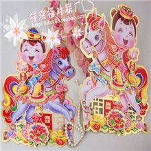 骑马金童玉女2014年对联春联福字年画批发厂家直销