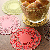 (现模）厂家OEM蕾丝杯垫环保蕾丝杯垫PVC软胶杯垫支持混批