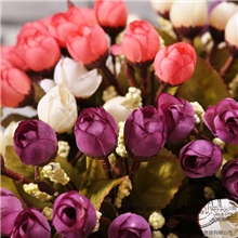 韩式田园风格绢花假花装饰花人造花15头迷你玫