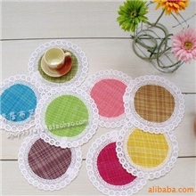 棉麻杯垫，盘垫，餐具垫，圆形，颜色混批