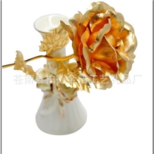 【厂家直供】24K纯金金箔玫瑰花大号25CM全开圣诞节情人节必备