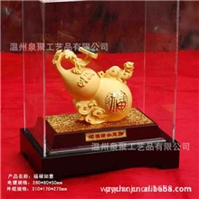 电铸千足金摆件绒沙金工艺品金葫芦玉葫芦富贵满堂礼品摆件
