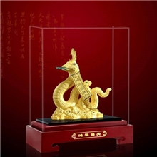 批发供应金莱福绒沙金摆件绒沙金办公礼品鸿运当头蛇年新品