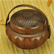 瓜棱提梁小香炉配香篆，香勺，香铲，香道用品纯铜香炉批发