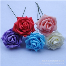 PE花卡通花束材料仿真花橡皮花大朵仿真玫瑰花装饰花泡沫皮花批发