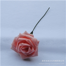 PE花朵玫瑰花橡皮花头婚礼手捧花假花卡通花束材料批发厂家粉色