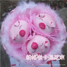 卡通花束批发三只猪动物花束生日礼物女生实用创意男友求婚