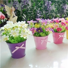 厂家直销！铁桶小盆栽盆景绢布塑料花仿真花艺套装批发