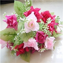 高性价比！绢花假花塑料花仿真花义乌厂家批发15头韩国玫瑰玫蕾