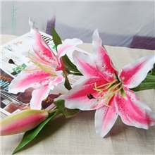 热卖！绢花假花仿真花厂家直销批发仿真花3头新娘百合