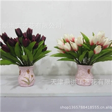 现货批发高档绢花仿真花人造花假花9头春色、秋色小郁金香