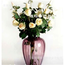 现货销售广东玻璃花瓶紫红色花瓶玻璃工艺摆设品多色混批