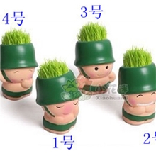 炮炮兵长草娃娃办公室桌面迷你植物盆栽淘气郎青草种植好货源