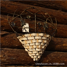 【绿跃】仿真花瓶花盆花篮壁挂铁艺花篮Q002