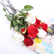 新品仿真花逼真度极高仿真花单枝玫苞厂家批发