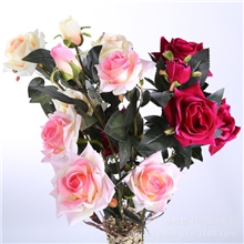 仿真绿植5头茶玫高档仿真花仿真花批发