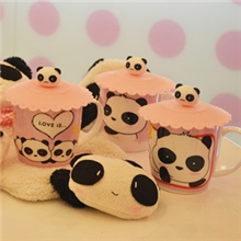 爆款陶瓷杯可爱牛奶杯熊猫杯带盖马克杯早餐杯子水杯厂家直销