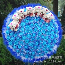 99朵泰迪小熊卡通花束公仔花束手捧花生日圣诞节花束节庆用品