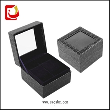 深圳群盛包装订做双支装开窗手表盒高档两支装展示手表礼品盒