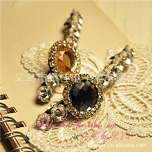 韩国正品复古宫廷水钻水晶圆形花朵一字夹发夹发饰头花FJ016