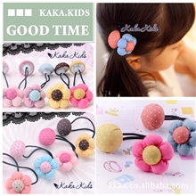 【伙拼】儿童头饰儿童发饰韩国原装高档发绳纯绵五瓣大纽扣发绳