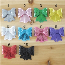 批发欧美外贸儿童头饰服饰配件电脑刺绣闪光珠片大蝴蝶结10色