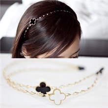 厂家直销新款金属螺旋发饰韩版儿四叶草镀金头箍发箍地摊批发