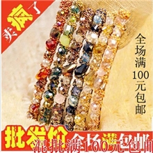 韩版多彩超闪不规则水晶缠绕宽边边夹一字夹发夹发饰批发一字夹