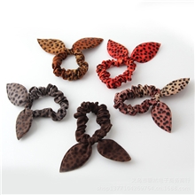 2013新款时尚豹纹雪纺头圈布艺兔耳朵发圈可爱头绳新品