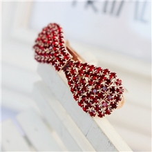 韩版发饰精致款蝴蝶结一字夹高档水钻边夹发夹