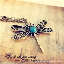 B3014欧美外贸饰品复古蜻蜓镂空项链毛衣链