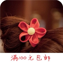 G26韩版拉链齿边花朵发圈发绳韩国时尚金扣发绳头花饰品义乌