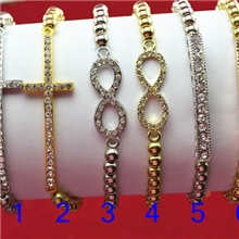 热卖欧美镶钻十字架8字一字串珠手链外贸原单手链批发